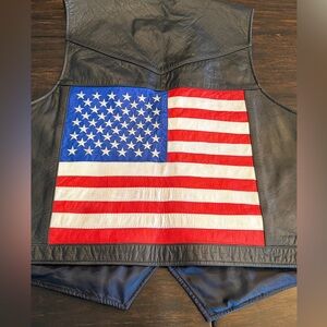 Men’s XXL genuine leather riding vest with American flag
